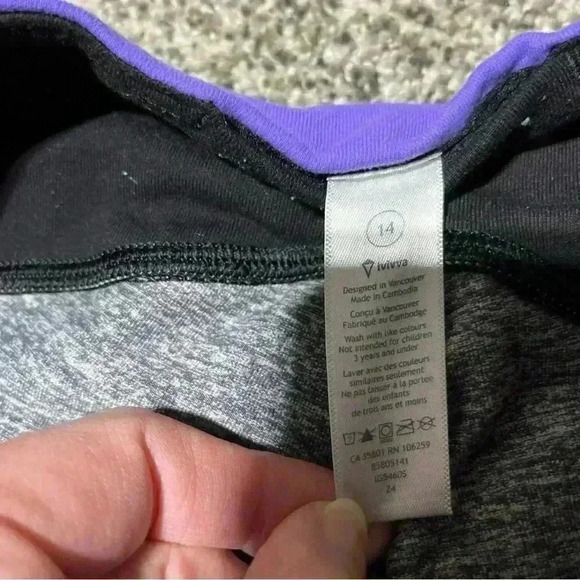 ivivva Girls Gray Leggings Size 14 Athletic Pants Full Length Lululemon - Picture 5 of 9